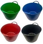 3 x 42 Litre Flexi Tub Storage Container Bucket Garden Laundry Durable Colours Set of Three Mixed Assorted Colours Randomly Picked