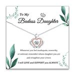 Smilebelle Daughter Necklace from Mom Dad as Mothers Day Gifts , Gifts for Daughter to My Badass Daughter Necklace to Daughter from Father Crown Necklace for Daughter as Graduation Gifts, Daughter Birthday Gifts from Mom