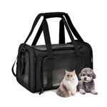 Cat Carrier Soft, Pet Carrier Airline Approved for Cat, Cat Travel Carrier, Soft Sided Collapsible Breathable Cat Carrier for Small Medium Cat, Portable Puppy Carrier, Black Smal