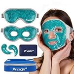 Cooling Eye Mask Gel Face Mask - Gel Beads Hot Cold Compress Reusable Ice Face Eye Mask, Under Eye Patches & Ice Pack Set, Cold Eye Mask for Sleeping Dark Circles Puffiness Dry Eye Headache (Blue)