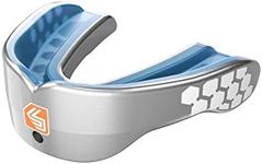 Shock Doctor Gel Max Power Mouth Guard Sports, 1 Sports Mouthguard for Football, Lacrosse, Basketball, Boxing, MMA, Jiu jitsu, includes Detachable Helmet Strap, Youth & Adult, METSILVER