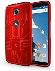 Nexus 6 Case Cruzerlite Bugdroid Circuit TPU Case Compatible for Google Nexus 6 / Motorola Nexus 6 (2014 Release) - Red