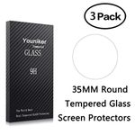 Youniker 3 Pack Universal Round Watch Screen Protector Tempered Glass, 35MM Generic Watch Screen Protector Foils Glass 9H Hardness 0.3MM Slim, Anti-Scratch, Anti-Fingerprint, No Bubble (35MM)