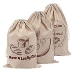 Linen Bread Bags, Bags for Homemade Breads, Pack of 3 Reusable Linen Bags for Sourdough, Natural Storage for Artisan Breads, Gift for Bread Makers, Bakers, Housewarming, Wedding Gifts, Natural Linen,