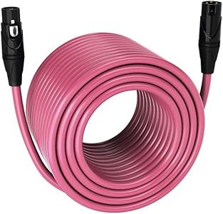 LyxPro 300 Feet XLR Microphone Cable Balanced Male to Female 3 Pin Mic Cord for Powered Speakers Audio Interface Professional Pro Audio Performance and Recording Devices - Pink