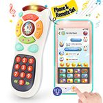 Monlekids Toys for 1 Year Old Boys - 2PCS Baby Cell Phone Toy & Remote Pack, Baby Toys 12-18 Months with Music and Light, Baby Toys 6-12 Months Educational Kids Phone , 1 Year Old Boy Girl Gifts