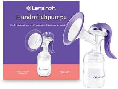 Lansinoh Manual Breast Pump - Lightweight and Quiet Breast Pump for Travelling - with Easy-Express Handle for Effortless Pumping - Adjustable 2-Rhythm Technology