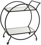 Deco 79 Metal Round Bar Cart with Wheels and Handle, 14" x 28" x 30", Black