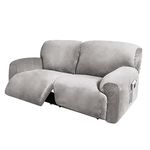 ULTICOR Extra Wide 75" - 100", Reclining 2 Seater Sofa, Extra Wide Reclining Love Seat Slipcover, 6-Piece Velvet Stretch, Reclining Sofa Covers, Thick, Soft, Washable (Light Grey)