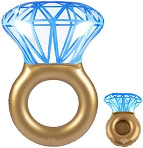 DODAMOUR Inflatable Diamond Ring Pool Floats, Engagement Ring Bachelorette Party Ring Float, Stagette Decorations Swimming Floaty (Blue)