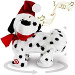 Gfilay Twerking Dog Toy - Singing and Dancing Animated Christmas Decorations Plush Puppy with Santa Claus Outfit, Soft and Cute Stuffed Animal for Kids and Lovers