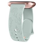 Vancle Silicone Floral Engraved Bands Compatible with Fitbit Versa 2 / Fitbit Versa/Versa Lite/Versa SE, Soft Replacement Sport Wristbands Accessories for Women Men (Succulent)