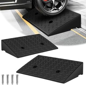 ISOISL 2 Stück Bordsteinrampe Gummi 10cm Hoch rutschfeste Rampen für Bordsteine, Rollstuhl, Auto Auffahrrampe Türschwellenrampe mit Entwässerung inkl. Montageset (49x30x11 cm)