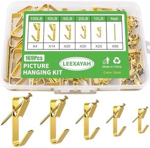 LEEXAYAH 169 Picture Hook Sets, 10-100lb Picture Hanging Kit, Boxed 83 Metal Picture Hangers and 86 Nails, Suitable for Wooden Walls, Plasterboard Picture Hooks.