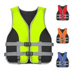 GOZYLA Life Jacket Adult with Whistle, Adjustable Life Vest Aid Adults, Buoyancy Jackets, Unisex Swim Vest for Water Sports, Surfing, Boating, Fishing(Green,XL)