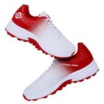 Nivia Crick -1000 Cricket Shoes | Breathable Mesh & TPU Upper|Flexible Phylon & Rubber Sole for Cricket |Cricket Sports Shoes for Men| Cricket Shoes(Aster White/Red) UK 10