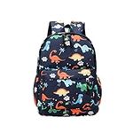 TOPWAYS Mini Dinosaur Kids Backpack, Boys Girl Toddler Bag Kindergarten Canvas Rucksack, Holiday Travel Bookbag Outdoor Daypack for 3-6 Year Old (Dark blue)