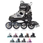 Inline Skates Children's Kids Inliners Roller Skates Roller Blades ABEC 7 Carbon Children's Inline Skates Adjustable Shoe Size (Grey, S 30-33)