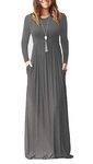 PCEAIIH Women's Casual Long Sleeve Maxi Dress Loose Long Dresses with Pockets (M-Gray)