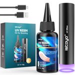 ISTOYO UV Resin Kit with Light, 30g UV Resin with Rechargeable UV Flashlight 395NM, Fast curing in Seconds for Bonding, Jewelry, Plastic or Glass Repair, Stains Detection