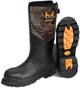 Hunthor Rubber Work Boots, Puncture-Proof with Steel Toe & Shank, Waterproof Insulated 6mm Neoprene Hunting Boots for Farming, Construction, Gardening, Fishing, Outdoor Work