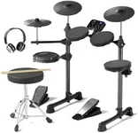 AODSK Electric Drum Set for Beginner Kids with 150 Sounds,4 Quiet Drum Pads,2 Pedal,Throne,Sticks,Electronic Drum with Headphone,AED-400