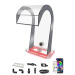 LONGRUN Waterfall Spillway Acrylic S-Shaped Pool Fountain with Multi Color Controllable LED Light, Waterfalls Water Feature for Indoor Outdoor Garden Rockery Pond Swimming Pools-16.7" Height