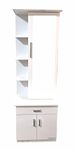 Caspian Furniture Engineered Wood Super White Colour Dressing Table with Mirror, Storage Shelves, Drawer and Cabinet (White) | LED Attached | Bedroom Organizer