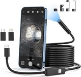 Endoscope Inspection Camera, Qimic USB Borescope Camera with 8 LED Lights,16.4FT Semi-Rigid Snake Camera with 7.9mm IP67 Waterproof Probe for iOS/Android Phone (Black, No WiFi Needed)