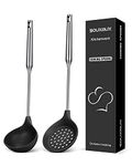 Silicone Soup Ladle-Slottede Spoon-Kitchen Utensils Set, Nonstick BPA Free High Heat Resistant Kitchen Utensils, Chef Cookware for Cooking, Serving, Draining, Stirring