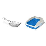 Van Ness Pets EZ Sift Stainless Steel Cat Litter Scoop, Heavy Duty, Reduces Dust & Pets Large High Sided Cat Litter Box with Frame, Blue, CP4