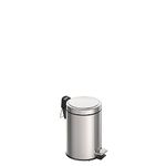 Tramontina 3 Litre Kitchen Bathroom Bedroom Rubbish and Waste Bin with Pedal, Metal Stainless Steel, 17 cm Diameter x 27 cm Height, 94538103