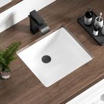 KARAMAG 14 Inch Small Undermount Bathroom Sink Rectangle Undermount Sink White Ceramic Under Counter Bathroom Sink with Overflow (14.4"x12.7")