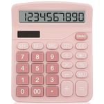 Calculators, 12-Digit Solar Battery Desk Calculator Office Calculator with Large LCD Display Large Buttons, Dual Power Desktop Calculator for Office Home School, Home (Pink)