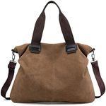 Sunshinejing Women's Canvas Tote Bag Shoulder Crossbody Purses Work Travel Handbag(Vintage Brown)