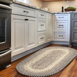 Super Area Rugs Braided Rugs Farmhouse Kitchen Rug - Ridgewood Braided Rug for Living Room - Reversible - Indoor/Outdoor - Made in USA - Brown Velvet/Beige, 2' X 4' Oval Runner