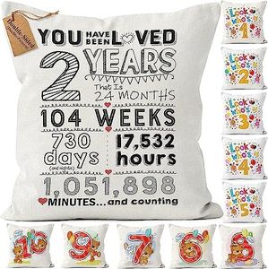 Kies GIFT®(Double-Sided) 2 Year Old Girl Gifts Birthday Decoration 2nd Birthday Decorations for Girls Cushion Cover 18x18 Inches 2nd Birthday Decorations Boy Kids' Party Decorations Best Gift Idea