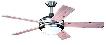 AireRyder Ceiling Fan Ursa with Lighting and Remote Control, Housing colour Satin Nickel, Blade colour White/Pine, Diameter 132cm