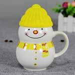 Wings Mart Snowman Coffee Mug 330 ml Coffee Milk Tea Cup with Funny Lid Perfect Novelty Best Gift for Birthday Gift for Christmas, Kids, Daughter (Snowman Yellow Mug)