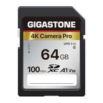 Gigastone SD Card 64GB V30 SDXC Memory Card High Speed 4K Ultra HD UHD Video Compatible with Canon Nikon Sony Pentax Kodak Olympus Panasonic Digital Camera