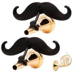 Brasstache - Clip-on Mustache for Brass Mouthpiece, Gift Accessory for Trumpet, Trombone, Tuba, French Horn, Baritone, Euphonium Players (2-Pack, French Horn)