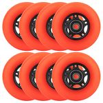 WHEELCOME Inline Skate Wheels Outdoor & Indoor Blade Roller Skate Wheels 85a Roller Hockey Wheels w/Bearings ABEC-9 for Scooter Luggage Repair, 64mm 70mm 72mm 76mm 80mm Dia, 8-Pack (Orange, 72mm)