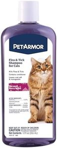 PetArmor Flea and Tick Shampoo for Cats, Coconut Berry Scented Flea Shampoo and Conditioner for Cats, Flea Treatment Kills Fleas and Ticks, 12oz