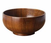 Evona Wooden Salad Bowl Decorative Fruits Bowl Household Natural Wood Bowl Wood Serving Bowl, Fruit Bowl, Friendly and Perfect for Salad, Vegetables and Fruit (Medium)