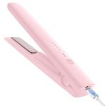 Cordless Hair Straightener, iTayga 2 in 1 Wireless Hair Straightener and Curler, Portable Travel Flat Iron with 5000mAh Battery, USB Rechargeable Ceramic Coating Hair Straightener - Pink