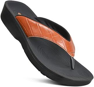 AEROTHOTIC Flip Flops for Women with Arch Support Plantar Fasciitis Orthopedic Cushioned Footbed Comfortable Non-Slip Sole with Padded Straps Dressy Casual Recovery Women Sandals (Felice Tan, Size 6)