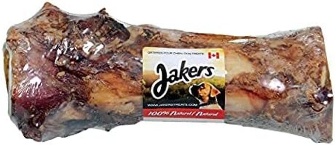 Jakers Dog Treats Bones Made In Canada 100% Natural For Aggressive Chewers With No Additives No Preservatives 7"-9" Beef Marrow Bone For Medium Large XL Dogs