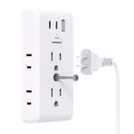 Multi Plug Outlet Extender, 6 Electrical Outlet Splitter with 3 USB Ports(2 USB C), Power Strip Multiple Wall Outlet Adapter Expander for Home Office Travel Cruise College Dorm Room Essentials, White