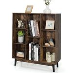COSTWAY 8 Cube Storage Bookcase, Wooden Freestanding Bookshelf Side Cabinet, Home Living Room Bedroom Hallway Display Rack Cupboard Organiser Unit (80 x 30 x 93cm, Rustic Brown)