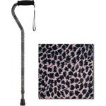 NOVA Designer Walking Cane with Offset Handle, Lightweight Adjustable Walking Stick with Carrying Strap, “Leopard” Design, 1 Count